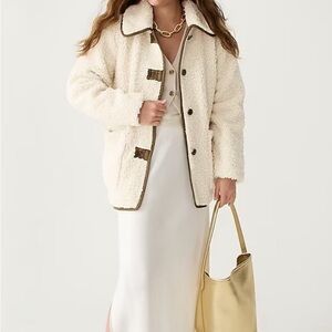 J Crew Petite Cream/Oat Teddy Sherpa Jacket Small Petite